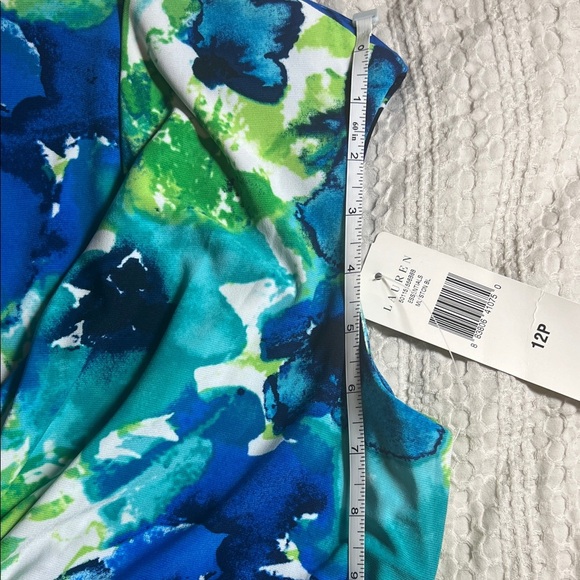 Lauren by Ralph Lauren Blue and Green Floral Midi Dress size 12P - Picture 8 of 8